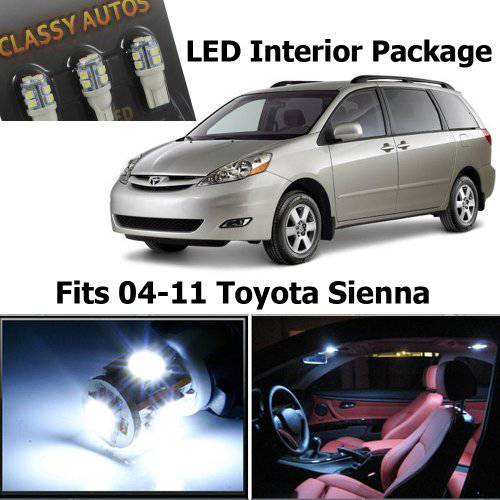 Classy Autos  화이트 LED 라이트 인테리어 패키지 토요타 시에나 (11 피스)