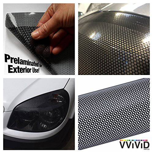 VViViD  블랙 Perforated 헤드라이트,전조등 랩 Self-Adhesive 커버 DIY 롤 (12 인치 x 48 인치 2-roll 팩)