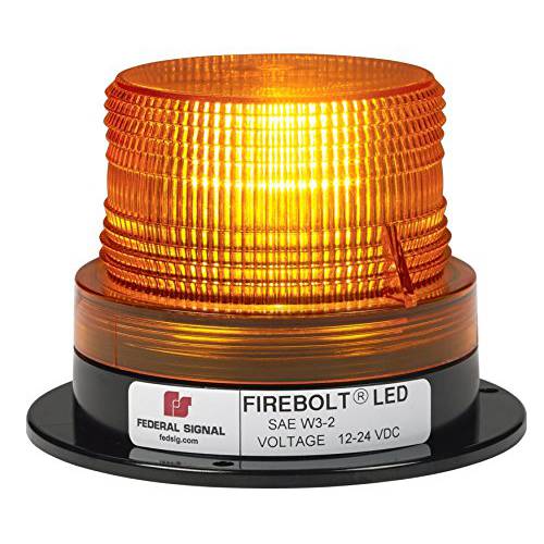Federal Signal 220250-02 Firebolt LED 비콘, Class 2, 영구 마운트 노란색 돔