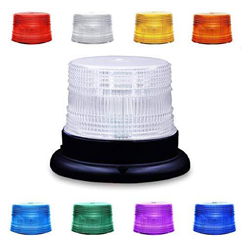 LED 비콘 손전등, 플래시 라이트 라이트, Dinfu 8 컬러 조절가능 응급시 회전 손전등, 플래시 라이트 라이트 마그네틱,자석 베이스 DC 12-80 V 시거잭 플러그 차량 (클리어) (LED 손전등, 플래시 라이트 라이트)