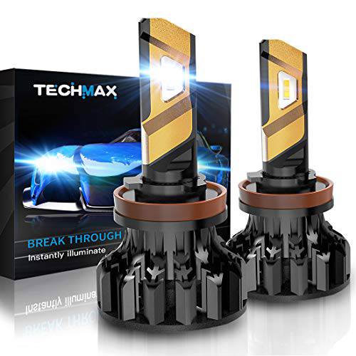 TECHMAX H11 LED 헤드라이트,전조등 전구, 360 도 조절가능 빔 앵글 크리 칩 12000Lm 6500K 제논 화이트 익스트림 브라이트 H8 H9 변환 키트 of 2