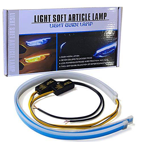 CoCsmart  플렉시블 차량용 Led 라이트 스트립, 듀얼 컬러 2 Pcs 24 인치 DRL LED 헤드라이트,전조등 서피스 스트립 튜브 라이트 낮 런닝 화이트&  노란색 방수 전환 Sequential 램프 방향지시등
