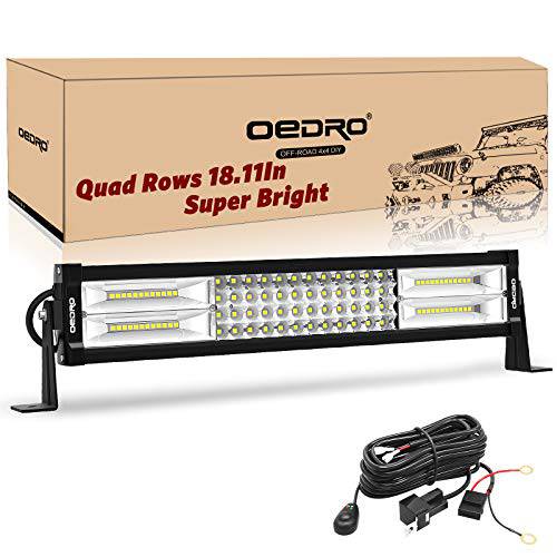 oEdRo LED 라이트 바 16 인치 400W 28000LM Quad-Rows 스팟플러드 콤보 Led 라이트 Work 라이트+ 배선 하네스 IP68 등급 오프로드 라이트 12V 24V 호환 픽업 지프 SUV 4WD 4X4 ATV UTE 트럭 트랙터 etc