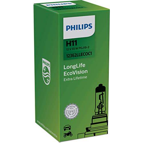 필립스 12362LLECOC1 롱라이프 에코비전 H11 헤드라이트,전조등 램프 (1 팩)