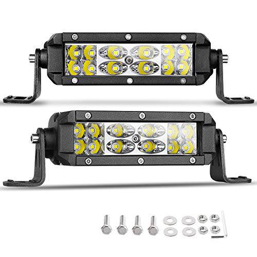 Nirider  슬림 LED 포트, 2PCS 72W 크리 5 인치 LED 라이트 바 듀얼 Row LED 워크라이트 스팟플러드 콤보 드라이빙라이트 오프로드 포그라이트, 안개등 트럭 차량용 SUV ATV UTV
