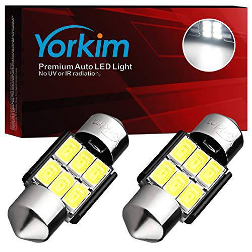 Yorkim 31mm 페스툰 LED 전구 화이트 슈퍼 브라이트 LED 인테리어 차량용 라이트 Error 프리 CANBUS 6-SMD 5730 칩셋 DE3175 LED 전구 DE3022 LED 3175 LED 전구 - 팩 2