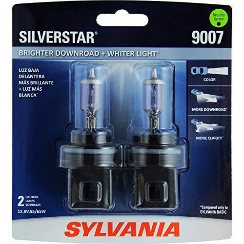 SYLVANIA - 9007 SilverStar - 고성능 할로겐 헤드라이트전구, 전조등 하이빔 로우 빔 and 포그 교체용 전구 Brighter Downroad Whiter 라이트 포함 2 전구