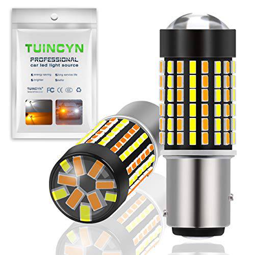 TUINCYN 3157 3157A 전환 LED 회전 신호 전구 CANBUS 저항기 화이트/ 노란색 듀얼 컬러 스위치 후면 익스트림 브라이트 120-EX 칩셋 3155 3457 4157 3156 6500K DRL LED Bulb(Pack of 4)