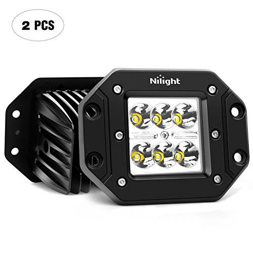 Nilight 2PCS 18W 홍수 LED Work 라이트 운전 라이트 LED 라이트 바 오프로드 LED 라이트 플러시 마운트 지프 트럭 타코마 범퍼 ATV UTV 2 Years 워런티