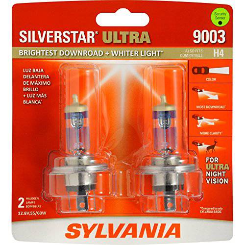 SYLVANIA - H11B SilverStar 울트라 - 고성능 할로겐 헤드라이트전구,  하이 빔, 로우 빔 and Fog 교체용 전구, 가장밝은 Downroad Whiter 라이트, Tri-Band 테크놀로지 (포함 2 전구) (H11BSU.BP2)