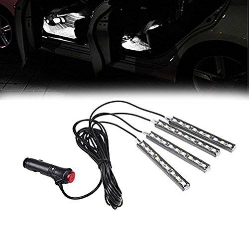 NERLMIAY 4pcs 차량용 인테리어 장식, 분위기 Light-LED 차량용 인테리어 라이트닝 키트, 방수, 인테리어 분위기 네온 라이트 스트립 차량용 (블루)