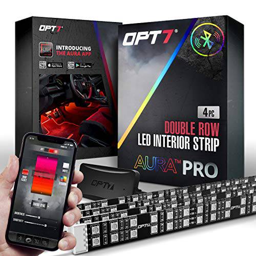 OPT7 4pc 키트 Aura 프로 블루투스 Smart-Color LED 스트립 인테리어 라이트닝 Kit-4pc-App IOS 및 안드로이드 지원