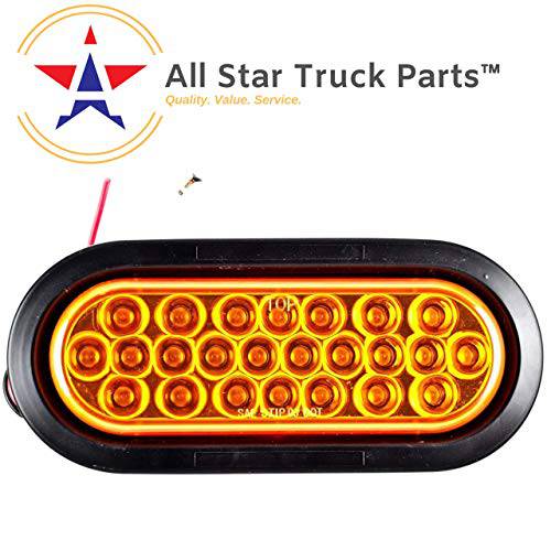 [모든 스타 트럭 부속] 6 타원 LED Recessed 노란색 손전등, 플래시 라이트 라이트, 24 LED 도트/ SAE 승인&  표시된, 방수, 슈퍼 브라이트 하이 전원 손전등, 플래시 라이트 견인 (with 그로멧)