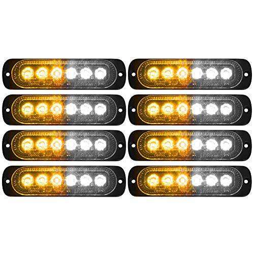 DIBMS LED 응급시 손전등, 플래시 라이트 라이트, 8x 노란색 화이트 6 LED 손전등, 플래시 라이트 경고 응급시 플래시 라이트 주의 공사현장 위험 라이트 바 차량용 트럭 밴 오프로드 차량 ATV SUV 서피스 마운트