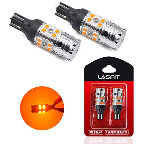 LASFIT 921 912 CANBUS LED 전구 업그레이드된 T15 LED 전구 앰버옐로우, 노란색 사이드 마커 돔 맵 라이트 깜박이 전구 백업 리버스 라이트 2 팩