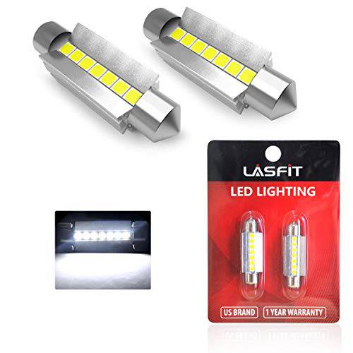 LASFIT 42MM 211-2 578 212-2 LED 돔 맵 트렁크 특허 플레이트 라이트 전구, 6000K 화이트 라이트 (2pcs)