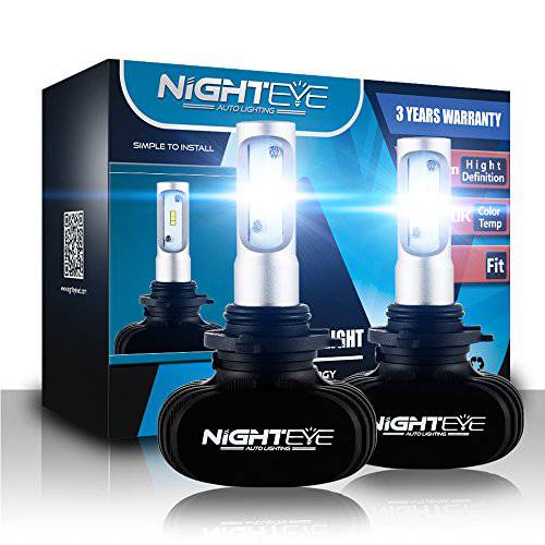 오토 LED 헤드라이트전구, 전조등, Wishshopping Nighteye-A315-S1 9006 HB4 50W 8000LM 6500K 쿨 화이트 LED 자동차 헤드라이트전구, 전조등 오토 변환 드라이빙램프 CSP LED 칩 (팩 of 2)