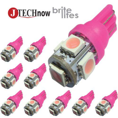 Jtech 10x 194 168 2825 T10 5-SMD 핑크 LED 차량용 라이트 전구