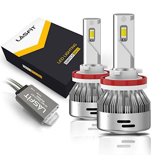LASFIT H11/ H8/ H9 LED 헤드라이트,전조등 라이트 전구 전환 LED 변환 키트 하이/ 로우 빔,  포그라이트, 안개등 업그레이드 버전 60W 6000LM 3000K 노란색/ 6000K 화이트 (팩 2)