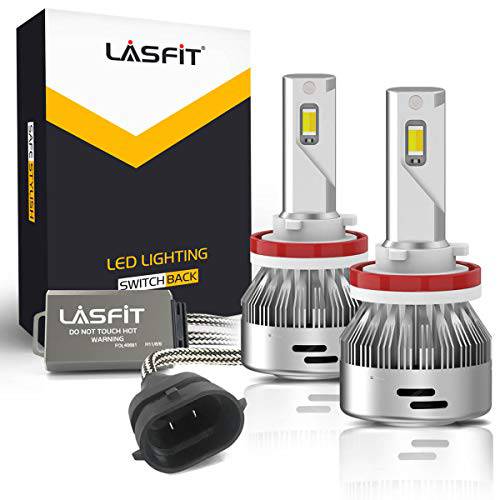 LASFIT LDplus H11 H8 H9 전환 LED 헤드라이트,전조등 라이트 전구 포그라이트, 안개등 6000K 화이트/ 3000K 앰버옐로우, 노란색 교체용 혼다 시빅 어코드 토요타 타코마 4Runner 툰드라 RAV4 플레이 and Plug(2 팩)