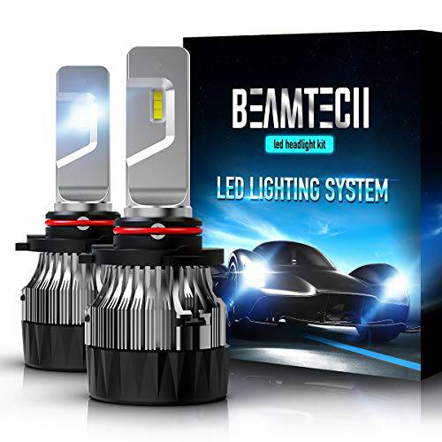 BEAMTECH 9012 LED 헤드라이트,전조등 전구, 30mm 히트싱크 베이스 CSP 칩 10000 루멘 HIR2 6500K 제논 화이트 익스트림 슈퍼 브라이트 변환 키트 of 2