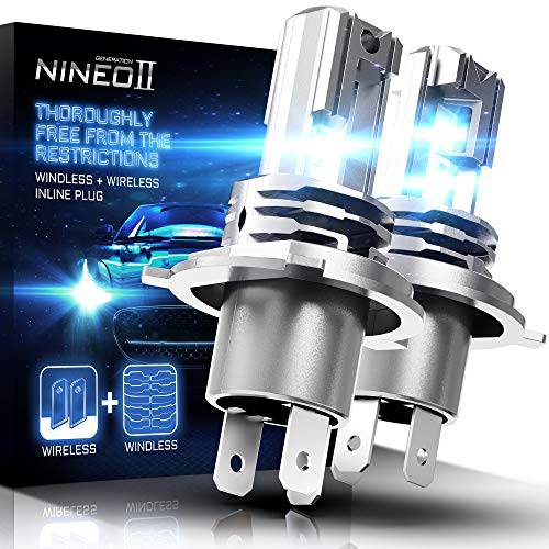 NINEO  팬리스 H4 LED 헤드라이트전구, 전조등 | 무선 9003 All-in-One 변환 키트 | 크리 칩 10000LM 6500K 쿨 화이트