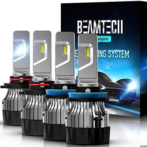 BEAMTECH LED 전구, H11 H8 H9+ 9005 HB3 30mm 히트싱크 베이스 CSP 칩 10000 루멘 6500K 변환 키트 2 세트 제논 화이트 스몰 사이즈 로우 포그라이트, 안개등