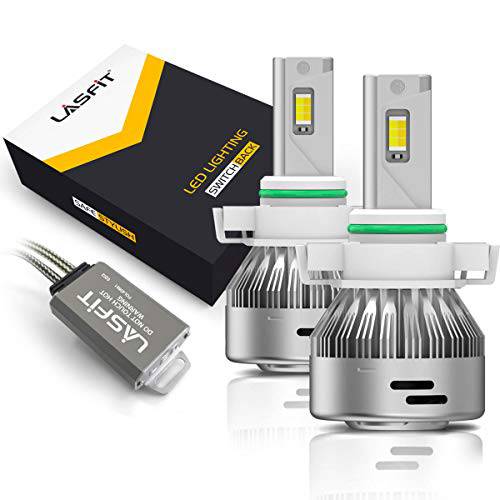 LASFIT 5202/ PSX24W/ 5200/ 5201/ 9009 LED 포그라이트, 안개등 2 모드 전환 LED 변환 키트 60W 6000LM 6000K 화이트/ 3000K 노란색 (팩 2)
