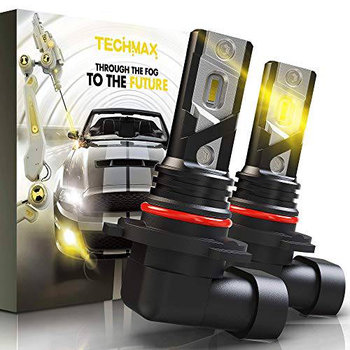 TECHMAX 9005 LED 포그라이트, 안개등 전구, HB3 Double-sided 1860 램프 비즈,구슬 3500K 3000LMs 골든 Yellow 360° 라이트닝 익스트림 브라이트, 팩 of 2