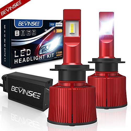 Bevinsee H7 LED 헤드라이트,전조등 포그라이트, 안개등 화이트 100W 15000LM 6000k 전구 Kit-VC 쿨링 Tech, 2pcs
