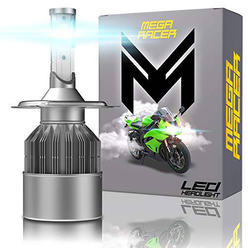 Mega Racer  오토바이 헤드라이트전구 LED - H4/ 9003/ HB2 하이/ 로우 빔 40 와트 6000K 다이아몬드 화이트 8000 루멘 COB IP68 방수 평가, 1 피스