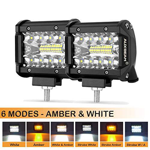 Auxbeam 4 인치 LED 포트 60W 스팟 LED 팟 라이트 바 6000lm 드라이빙라이트 3열 오프로드 라이트 Six 모드 SUV ATV UTV 트럭 픽업 지프 램프 (팩 of 2)