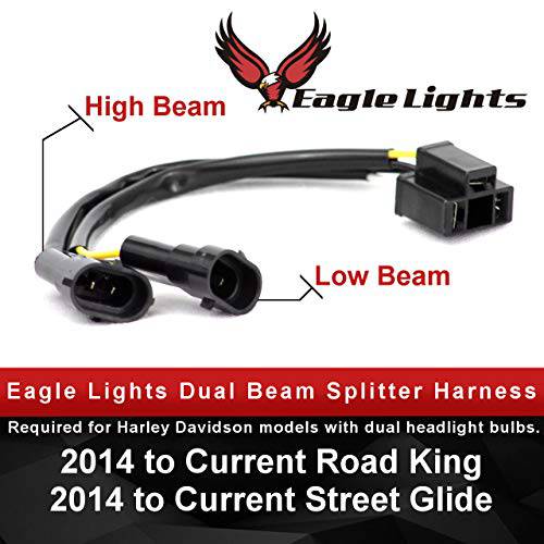 Eagle Lights  듀얼 빔 와이어 분배기 하네스, H4 to H9 or H11, fits 듀얼 전구 할리 데이비슨 오토바이 헤드라이트