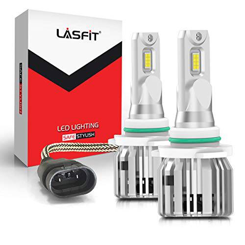 LASFIT 9012 HIR2 LED 헤드라이트전구, 전조등 하이 로우 빔 슈퍼 브라이트 6000k 쿨 화이트 LED 변환 키트 전조등,헤드램프 조절가능 빔 플러그 and 플레이