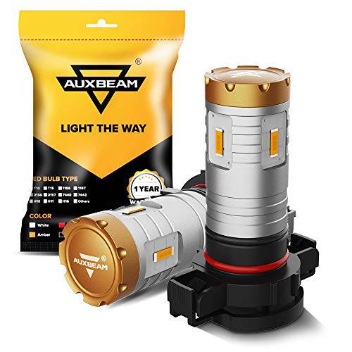 Auxbeam 5201 5202 LED 포그라이트, 안개등 전구 앰버옐로우, 노란색 2400 루멘 20W H16 LED 전구 1860 SMD 칩 12V LED 5202 전구 하이 파워 (세트 of 2)
