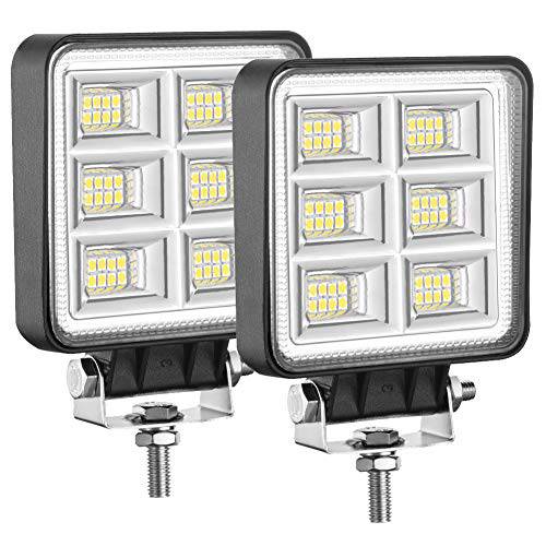 LED 트랙터 라이트 2 Pcs 4 인치 플러드 12V 사각 LED 운전 워크라이트 트럭 장비 차량 오프로드 백업 보트