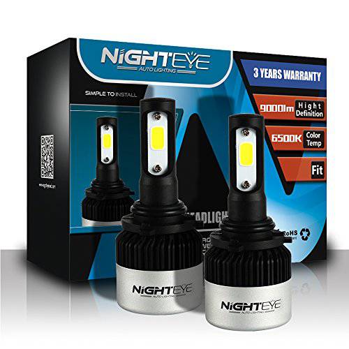 NIGHTEYE 9006 LED 헤드라이트,전조등 전구, 하이 밝기 72W 9000Lumens 6500K 제논 화이트 익스트림 브라이트 COB LED 칩셋 HB4 헤드라이트,전조등/ Fog-light 변환 Kit(pack of 2)