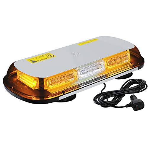 ASPL 64LED 17 루프 탑 손전등, 플래시 라이트 라이트,  안전, 눈에 띄는, 야광, 고시도 응급시 세이프티,안전 경고 LED 미니 손전등, 플래시 라이트 라이트 바 자석 베이스 12-24V 자동차, 트럭, 공사현장 차량 (노란색/ 화이트/ 노란색)