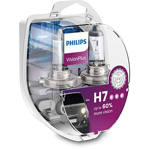 필립스 VisionPlus+ 60% H7 헤드라이트,전조등 램프 (팩 of 2) 12972VPS2