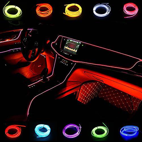 라이트 전선 자동차 3m/ 9ft 네온 El 와이어 12V LED 콜드 라이트 플렉시블 로프 라이트 오토 램프 웨딩 자동차 Decorations(Red)