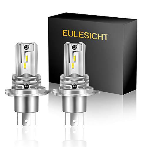 EuleSicht H4 9003 LED 헤드라이트전구, 전조등 팬리스 8000LM Per 세트 6500K 제논 화이트 슈퍼 브라이트 하이/ 로우 빔 LED 헤드라이트, 팩 of 2