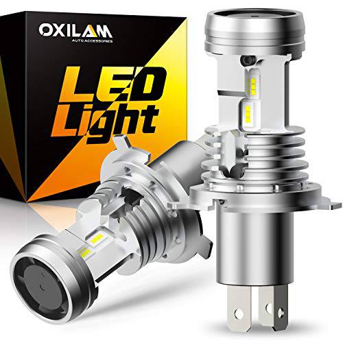 OXILAM H4 9003 LED 헤드라이트전구, 전조등 하이/ 로우 빔, 6500K 화이트 12000 루멘, 무선 플러그 and 플레이 LED 헤드라이트 변환 키트 교체용, 팩 of 2