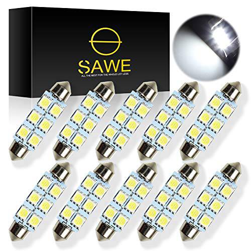 SAWE - 44MM 6-SMD 5050 페스툰 돔 맵 인테리어 LED 라이트 전구 램프 6411 578 211-2 212-2 (10 피스) (화이트)