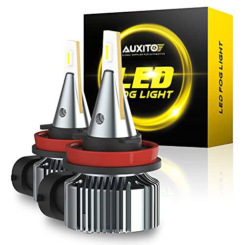 AUXITO H11/ H8/ H16 LED 안개등, 6500K 쿨 화이트, CSP 칩, 하이 밝기, 30000 시간 Lifespan, 플러그 and 플레이, IP65 방수, 할로겐 교체용 포그라이트, 안개등S DRL 전구 (2 팩)