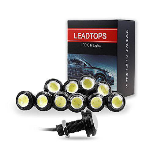 LEADTOPS 10Pcs 18mm 12V Eagle 아이 LED 자동차 Fog DRL 낮 런닝 라이트 백업 리버스 테일 락 라이트 스몰 전구 (화이트, 블랙 케이스)