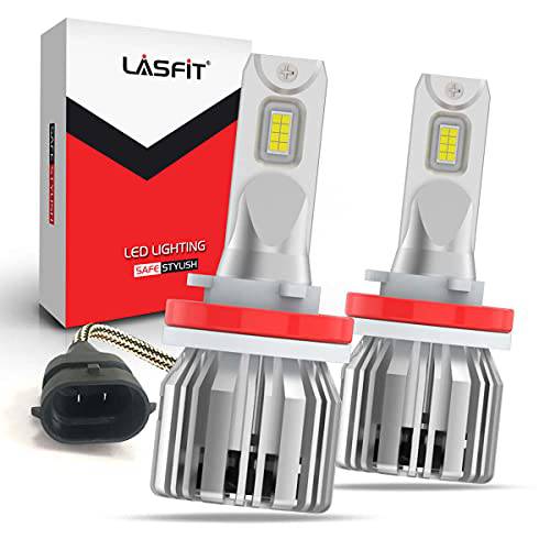 LASFIT LCplus H11 LED 전구 H8 H9 미니 사이즈 LED 라이트 전구 6000K 화이트 변환 키트, 슈퍼 브라이트 플러그 and 플레이 할로겐 교체용, 2 전구