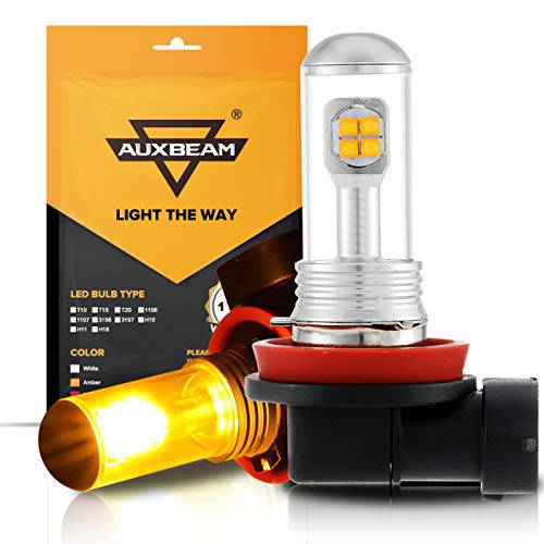 Auxbeam H11 LED 포그라이트, 안개등 전구 노란색, H8 LED 안개등 전구 교체용, H16 포그라이트, 안개등 램프, 브레이크 라이트,  방향지시등 Yellow (2 Pcs) (H11 노란색)