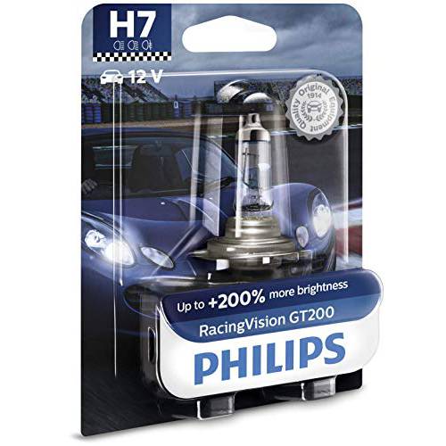 필립스 573130 RacingVision GT200 H7 자동차 헤드라이트전구+ 200%, 싱글 블리스터