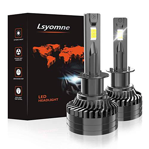 Lsyomne H1 LED 헤드라이트전구, 전조등 120W 20000LM 하이 파워 익스트림 브라이트 6000K 쿨 화이트 변환 키트 조절가능 빔 IP68