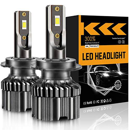 LRTER H7 LED 헤드라이트전구, 전조등 60W 6000K 12000 루멘 익스트림 브라이트 LED 전구 변환 키트 할로겐 교체용, 팩 of 2
